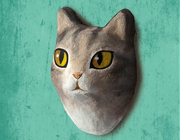 Chat rêveur|papier mâché|fait main