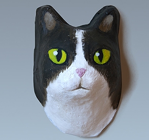Chat noir et blanc|papier mâché|fait main